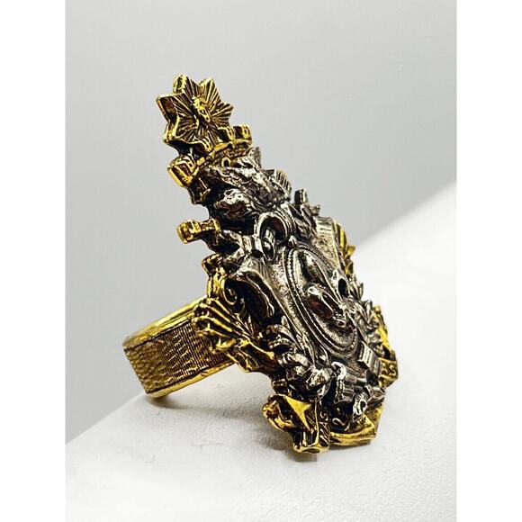 ART Arthur Pepper Signed Ring Shield Crest Gold And Silver Vintage Jewelry SZ 3 - Picture 3 of 4